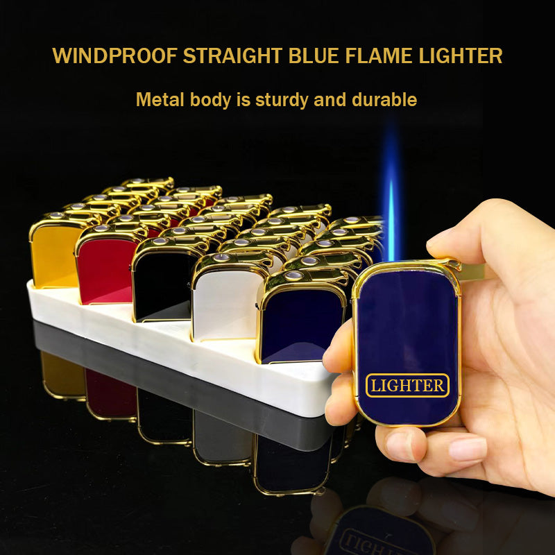 25pcs Windproof Straight Blue Flame Lighter, Butane Lighter Set, High-End Durable Metal Lighter, Exquisite Portable Lighter, Adjustable Flame, Suitable for Family And Friends, Suitable for Precise Ignition, Candle Parties