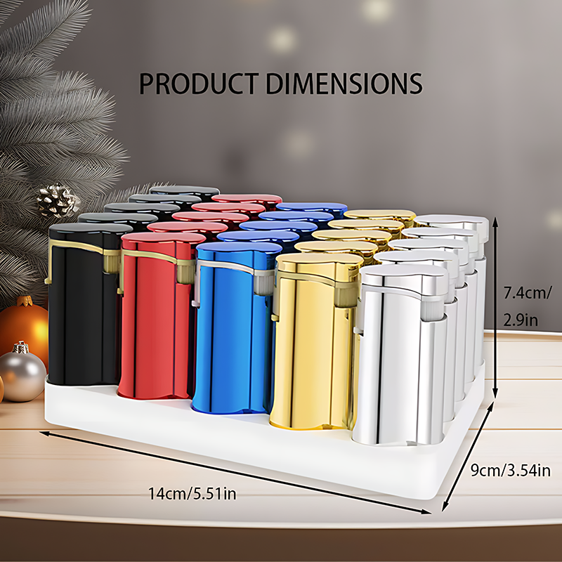 25pcs Set Of Butane Lighters, Windproof Jet Flame, Durable Portable Lighter with Metal Shell, Adjustable Flame Size, Inflatable, Suitable for Kitchen, Outdoor Barbecue, Hiking, Precise Ignition, Unique Holiday Gift