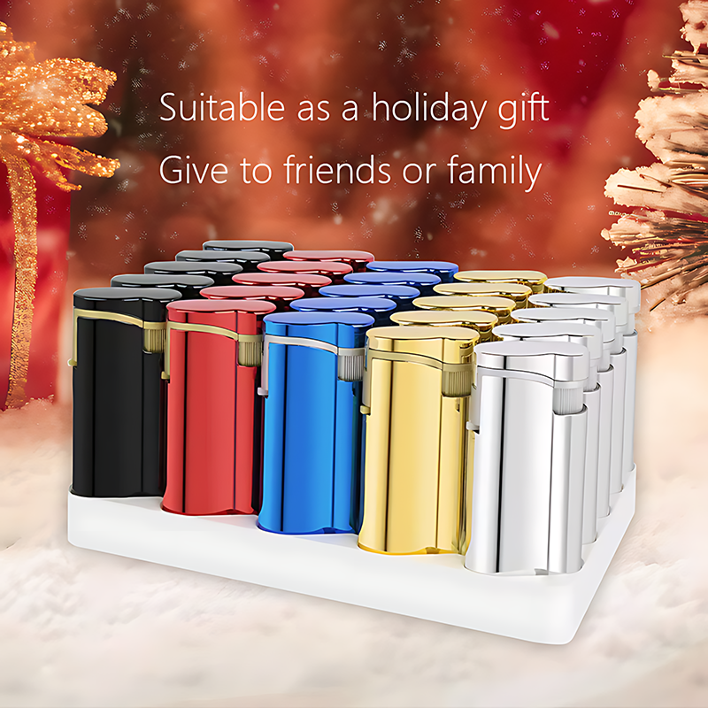 25pcs Set Of Butane Lighters, Windproof Jet Flame, Durable Portable Lighter with Metal Shell, Adjustable Flame Size, Inflatable, Suitable for Kitchen, Outdoor Barbecue, Hiking, Precise Ignition, Unique Holiday Gift