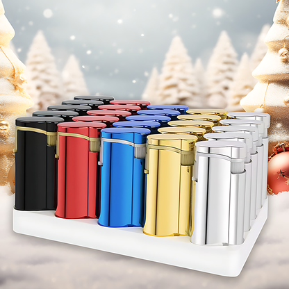 25pcs Set Of Butane Lighters, Windproof Jet Flame, Durable Portable Lighter with Metal Shell, Adjustable Flame Size, Inflatable, Suitable for Kitchen, Outdoor Barbecue, Hiking, Precise Ignition, Unique Holiday Gift