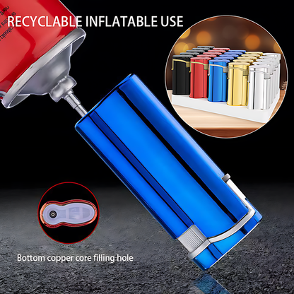 25pcs Set Of Butane Lighters, Windproof Jet Flame, Durable Portable Lighter with Metal Shell, Adjustable Flame Size, Inflatable, Suitable for Kitchen, Outdoor Barbecue, Hiking, Precise Ignition, Unique Holiday Gift