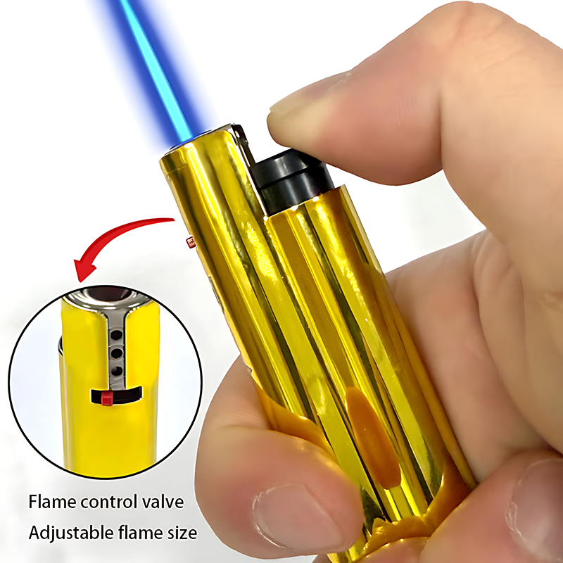 25pcs Set Of Butane Lighter, Windproof Direct Flame Lighter, Metal Body, Lightweight And Portable Lighter, Press Ignition, Adjustable Flame Size, Suitable for Precise Ignition, Outdoor Camping, Candle Parties, Holiday Gifts