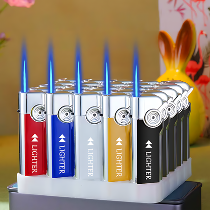 25 High-end Durable Metal Lighters, Blue Jet Flame Lighter Set, Adjustable Flame Size, Precise Ignition, Suitable for Portable Outdoor Lighters for Camping, Survival, And Candles, An Excellent Gift for Friends/family