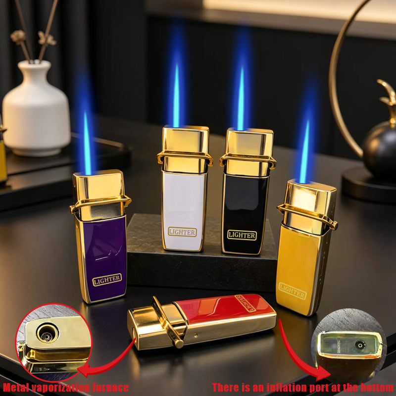 25pcs High-End Durable Butane Lighter Set, Metal Windproof Lighter, Blue Flame, Exquisite And Portable, Press Arm Ignition, Adjustable Flame, Suitable for Precise Ignition, Supermarket, Camping And Barbecue