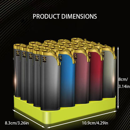 25 Pack Butane Lighter, Windproof Straight Blue Flame, Metal Body Lighter, Lightweight And Portable Lighter, Adjustable Flame Size,, Suitable for Precise Ignition, Outdoor Camping, Family, Wedding, Candle Parties