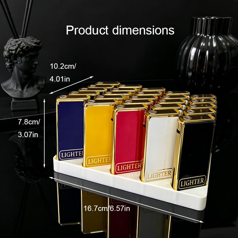 25-Pack Metal Windproof Lighters, High-End Durable Butane Lighter Set, Blue Flame Windproof Lighter, Portable, Adjustable Flame Size, Inflatable, Suitable for Families And Friends, Suitable for Festivals, Supermarkets, Camping