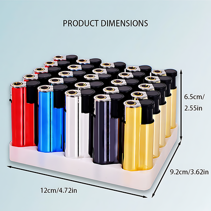 25pcs Set Of Butane Lighter, Windproof Direct Flame Lighter, Metal Body, Lightweight And Portable Lighter, Press Ignition, Adjustable Flame Size, Suitable for Precise Ignition, Outdoor Camping, Candle Parties, Holiday Gifts