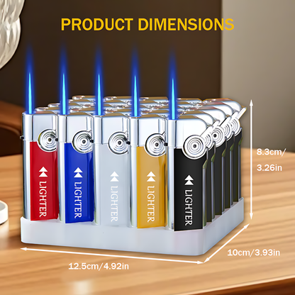25 High-end Durable Metal Lighters, Blue Jet Flame Lighter Set, Adjustable Flame Size, Precise Ignition, Suitable for Portable Outdoor Lighters for Camping, Survival, And Candles, An Excellent Gift for Friends/family