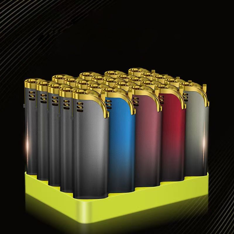 25 Pack Butane Lighter, Windproof Straight Blue Flame, Metal Body Lighter, Lightweight And Portable Lighter, Adjustable Flame Size,, Suitable for Precise Ignition, Outdoor Camping, Family, Wedding, Candle Parties