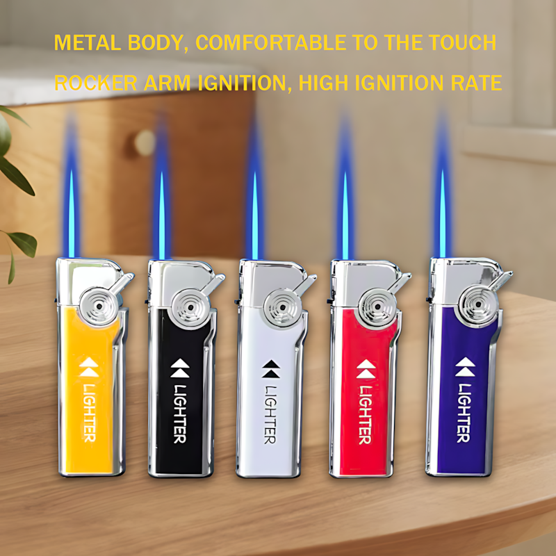 25 High-end Durable Metal Lighters, Blue Jet Flame Lighter Set, Adjustable Flame Size, Precise Ignition, Suitable for Portable Outdoor Lighters for Camping, Survival, And Candles, An Excellent Gift for Friends/family