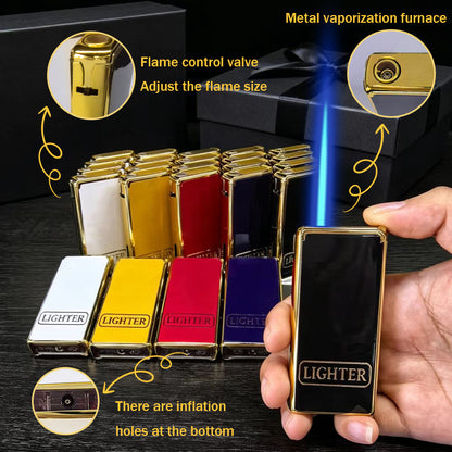 25-Pack Metal Windproof Lighters, High-End Durable Butane Lighter Set, Blue Flame Windproof Lighter, Portable, Adjustable Flame Size, Inflatable, Suitable for Families And Friends, Suitable for Festivals, Supermarkets, Camping