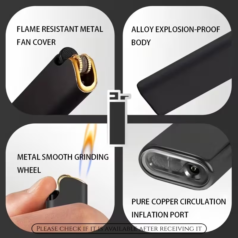 25-piece lighter set, butane lighter, candle igniter, grinding wheel igniter, metal casing