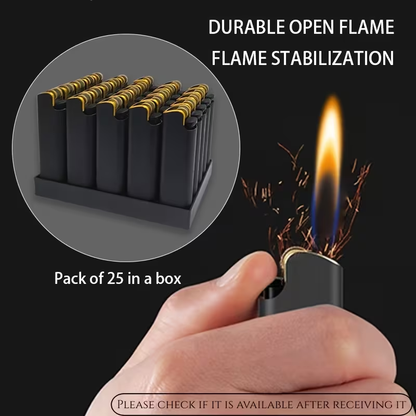 25-piece lighter set, butane lighter, candle igniter, grinding wheel igniter, metal casing